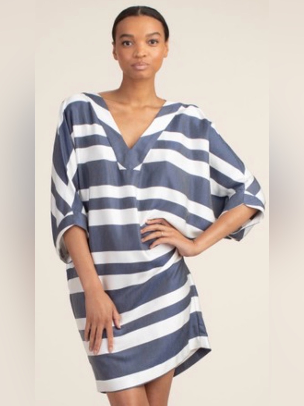 Trina Turk Nantucket Mini Dress NWT Size Medium Blue White Stripe MSRP $348